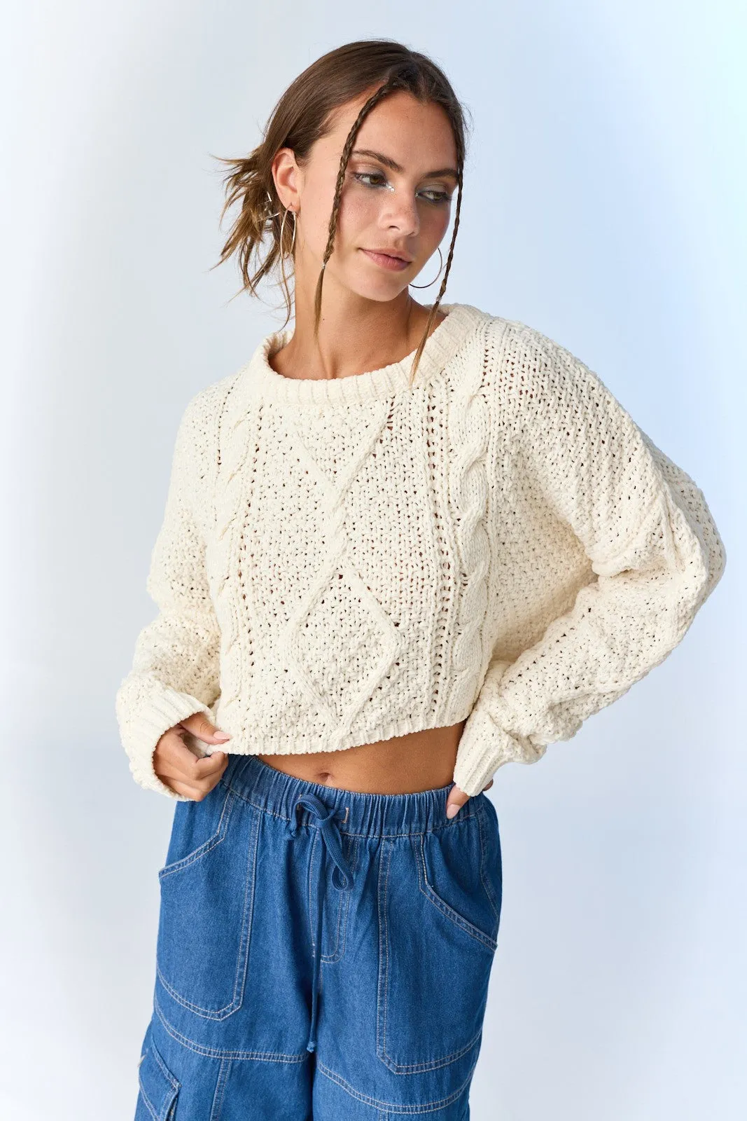 Does To Me Cable Knit Sweater