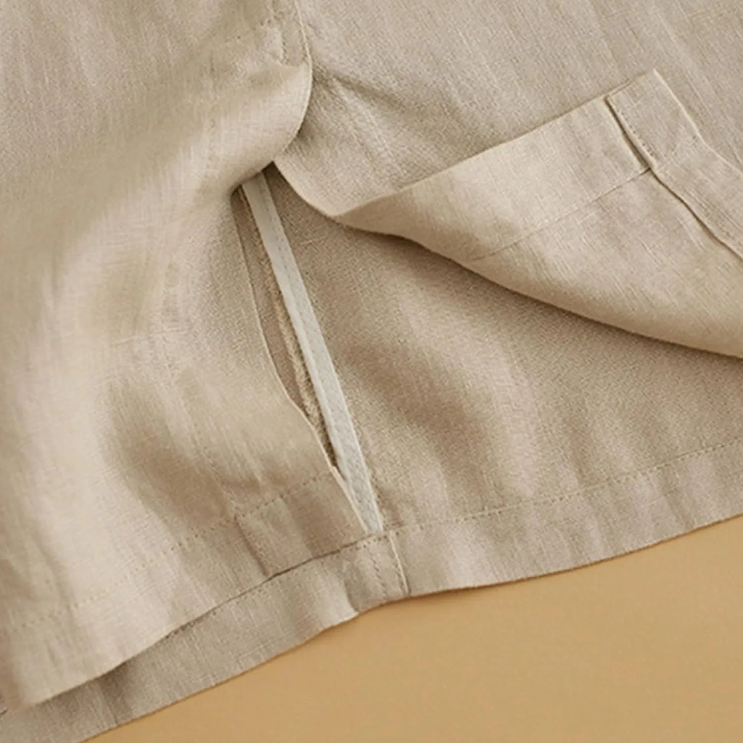 Dressy Cotton Linen Pencil Skirt Women Summer Business High Waist Midi Skirt Slim Fit Office Work Skirt with Pockets