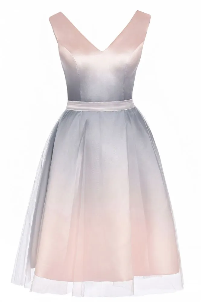 Elegant V-Neck Gradient aline Short Party Dress Daily Casual Dress