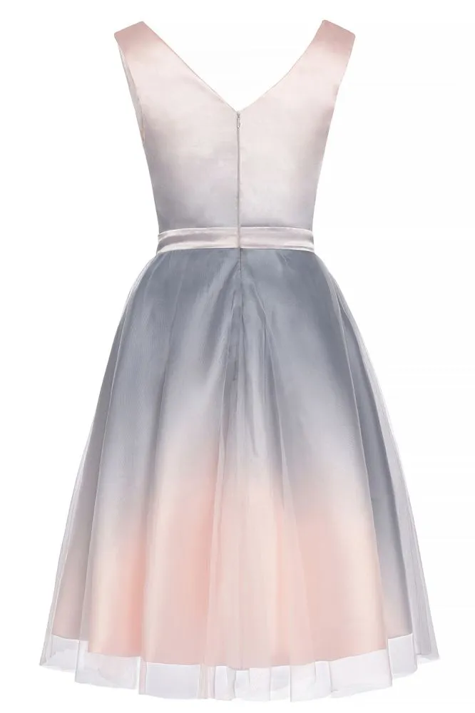 Elegant V-Neck Gradient aline Short Party Dress Daily Casual Dress