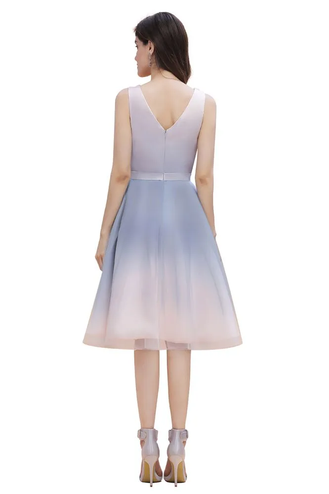 Elegant V-Neck Gradient aline Short Party Dress Daily Casual Dress