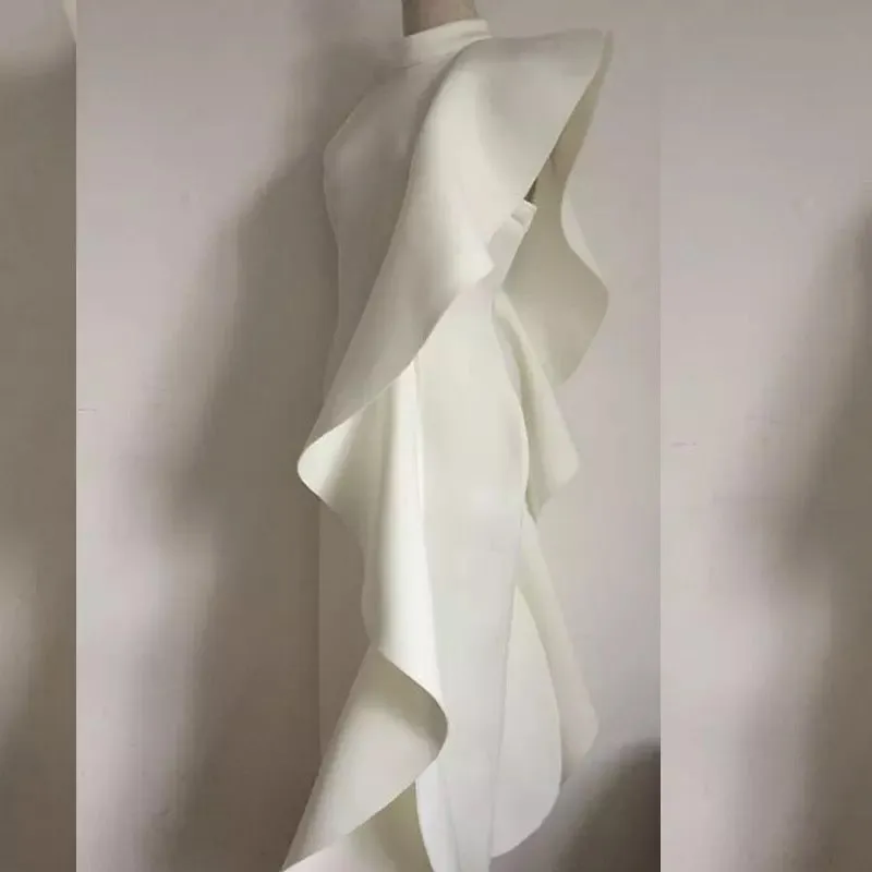 Elegant White Ruffles Bodycon Dress