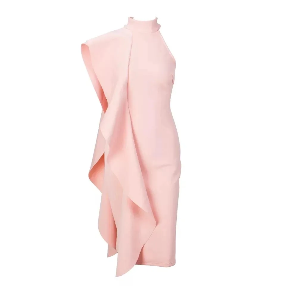 Elegant White Ruffles Bodycon Dress