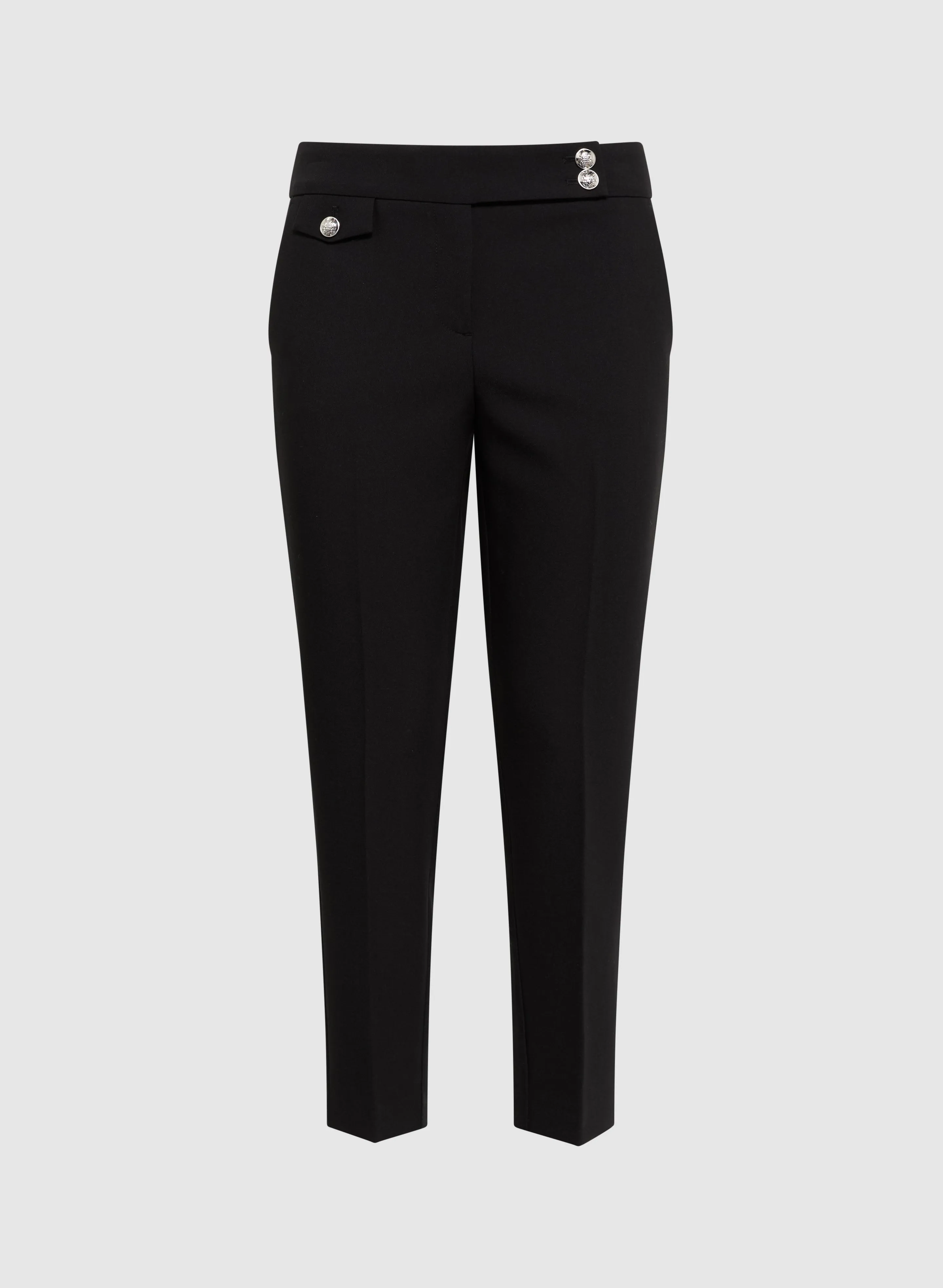 Emma Embossed Button Slim-Leg Pants