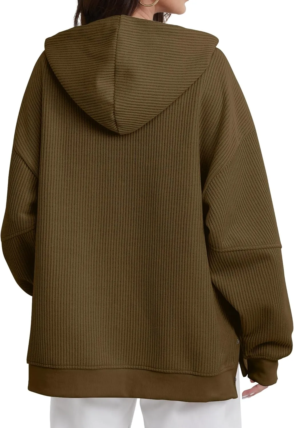 FAIABLE Womens Hoodies Oversized Sweatshirts Button Hooded Pullover Sweatshirt Long Sleeve Casual Tops 2025
