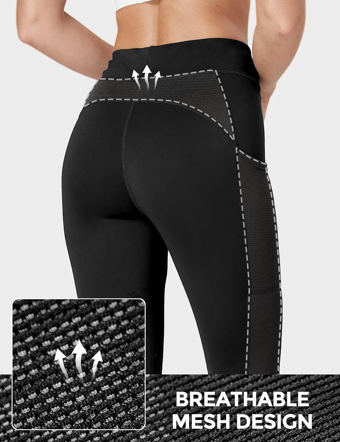 FitsT4 Sports Women's Horse Riding Pants Knee-Patch Riding Tights Ventilated Mesh Equestrian Breeches with Pockets