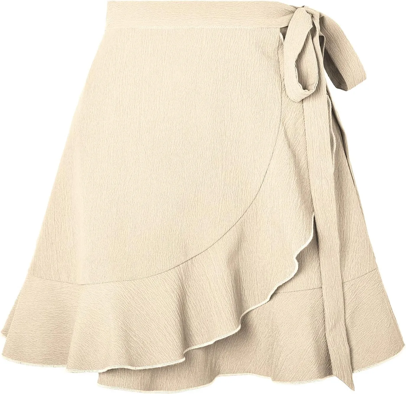 FZYLQY Mini Skirt High Waisted Solid Color Ruffled Skirt High Waisted Solid Color Lacing A-Line Trendy 2025 Casual Skorts