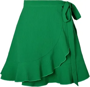 FZYLQY Mini Skirt High Waisted Solid Color Ruffled Skirt High Waisted Solid Color Lacing A-Line Trendy 2025 Casual Skorts