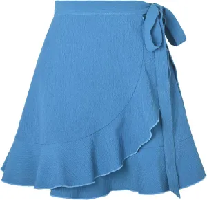 FZYLQY Mini Skirt High Waisted Solid Color Ruffled Skirt High Waisted Solid Color Lacing A-Line Trendy 2025 Casual Skorts