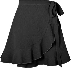 FZYLQY Mini Skirt High Waisted Solid Color Ruffled Skirt High Waisted Solid Color Lacing A-Line Trendy 2025 Casual Skorts