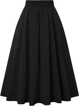 FZYLQY Skirts for Women, 2025 Trendy Casual Pleated Skirts Summer Elastic High Waist Skirt Plus Size Midi Length Work Skirts