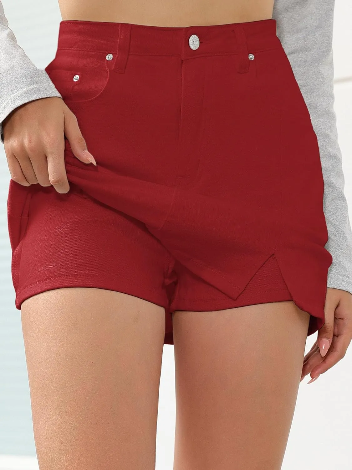 Genleck Stretch Jean Skirts for Women - Denim Skorts High Waisted Girls Teens Dressy Mini Jean Skirts with Shorts Underneath