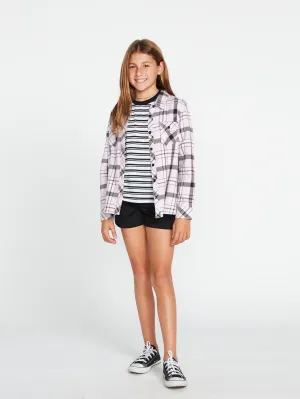 Girls Getting Rad Plaid Long Sleeve Flannel - Lavender