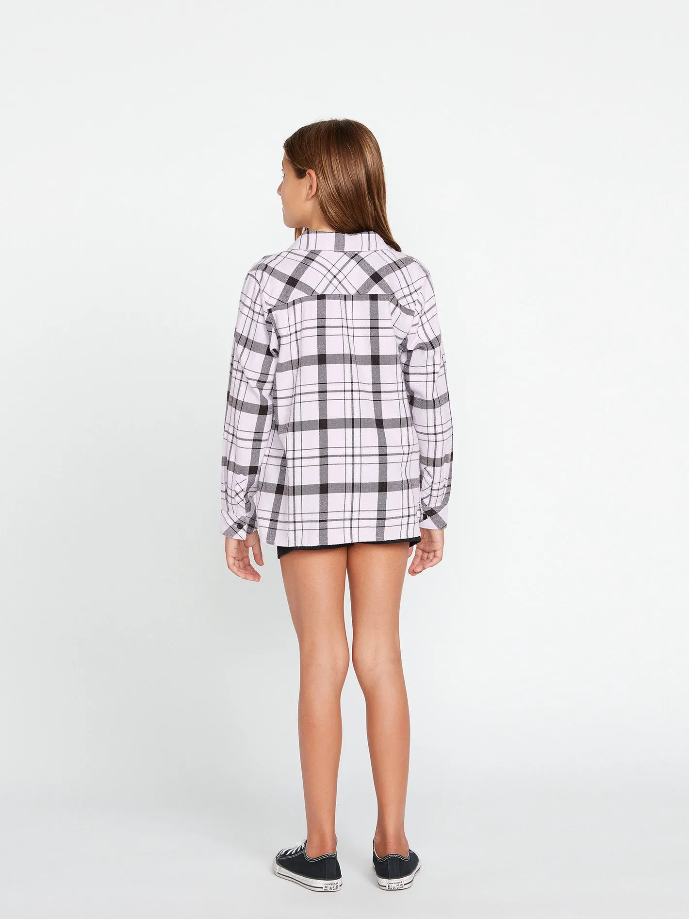 Girls Getting Rad Plaid Long Sleeve Flannel - Lavender