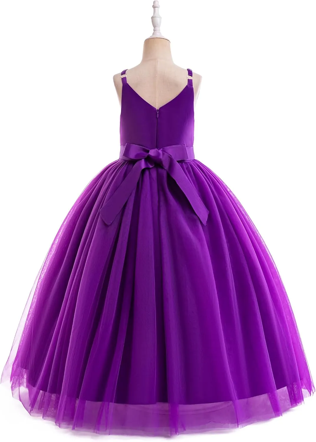 Glamulice Flower Girls Spaghetti Strap Tulle Dress Long A Line Wedding Pageant Dresses Princess Birthday Party Ball Gown