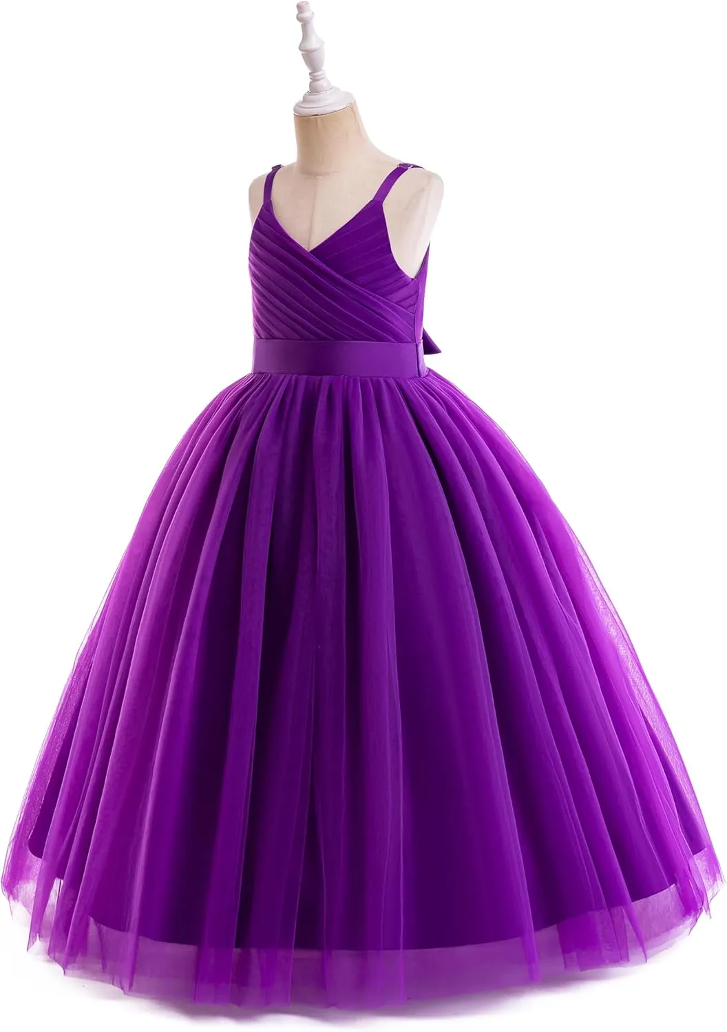 Glamulice Flower Girls Spaghetti Strap Tulle Dress Long A Line Wedding Pageant Dresses Princess Birthday Party Ball Gown