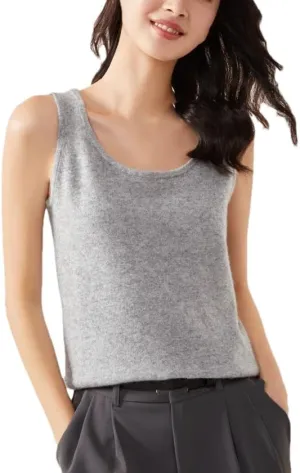Hgvcfcv Women O-Neck Wool Camisole Office Lady Vest Solid Warm Soft Tank Tops