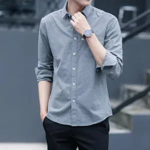 Hong Kong Long Sleeved Korean Trendy Casual Men Shirt Business Men Shirt