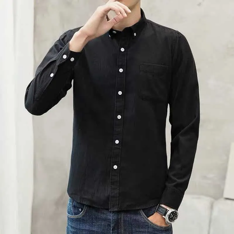 Hong Kong Long Sleeved Korean Trendy Casual Men Shirt Business Men Shirt