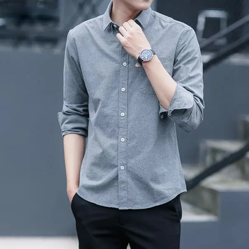 Hong Kong Long Sleeved Korean Trendy Casual Men Shirt Business Men Shirt