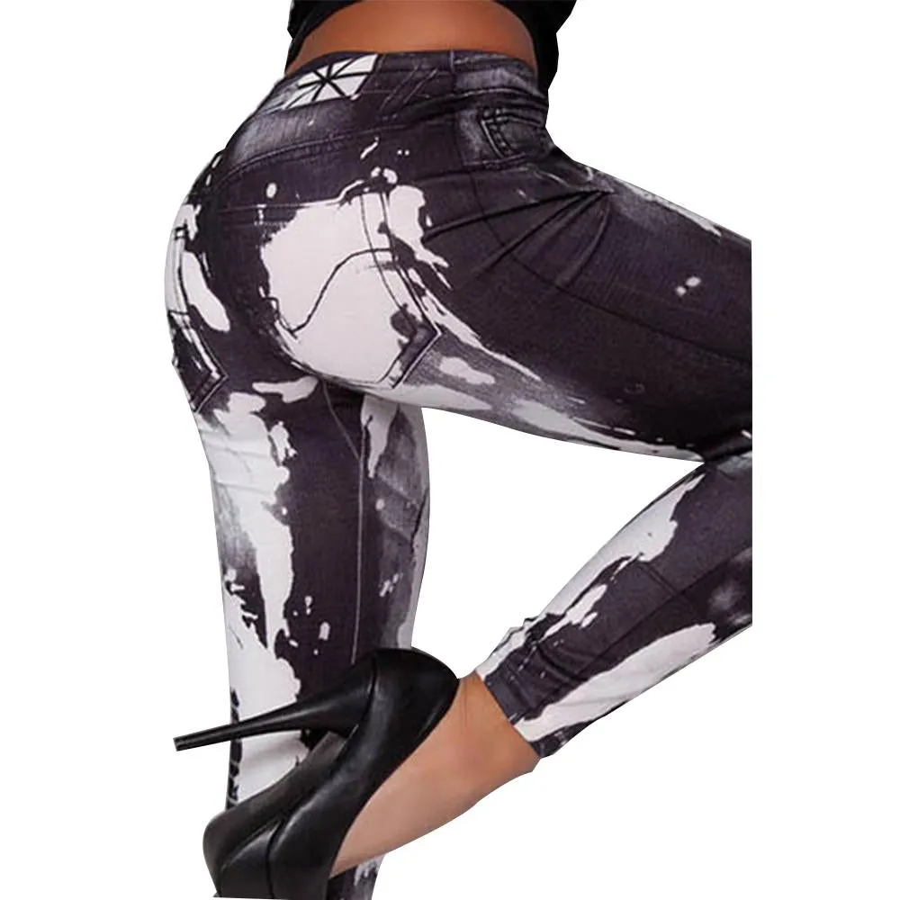 Jaune Stonewash Print Leggings