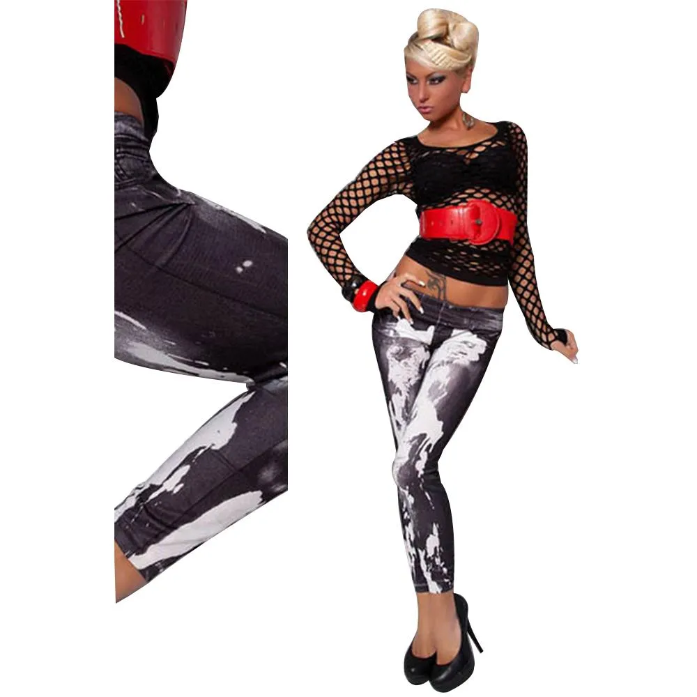 Jaune Stonewash Print Leggings