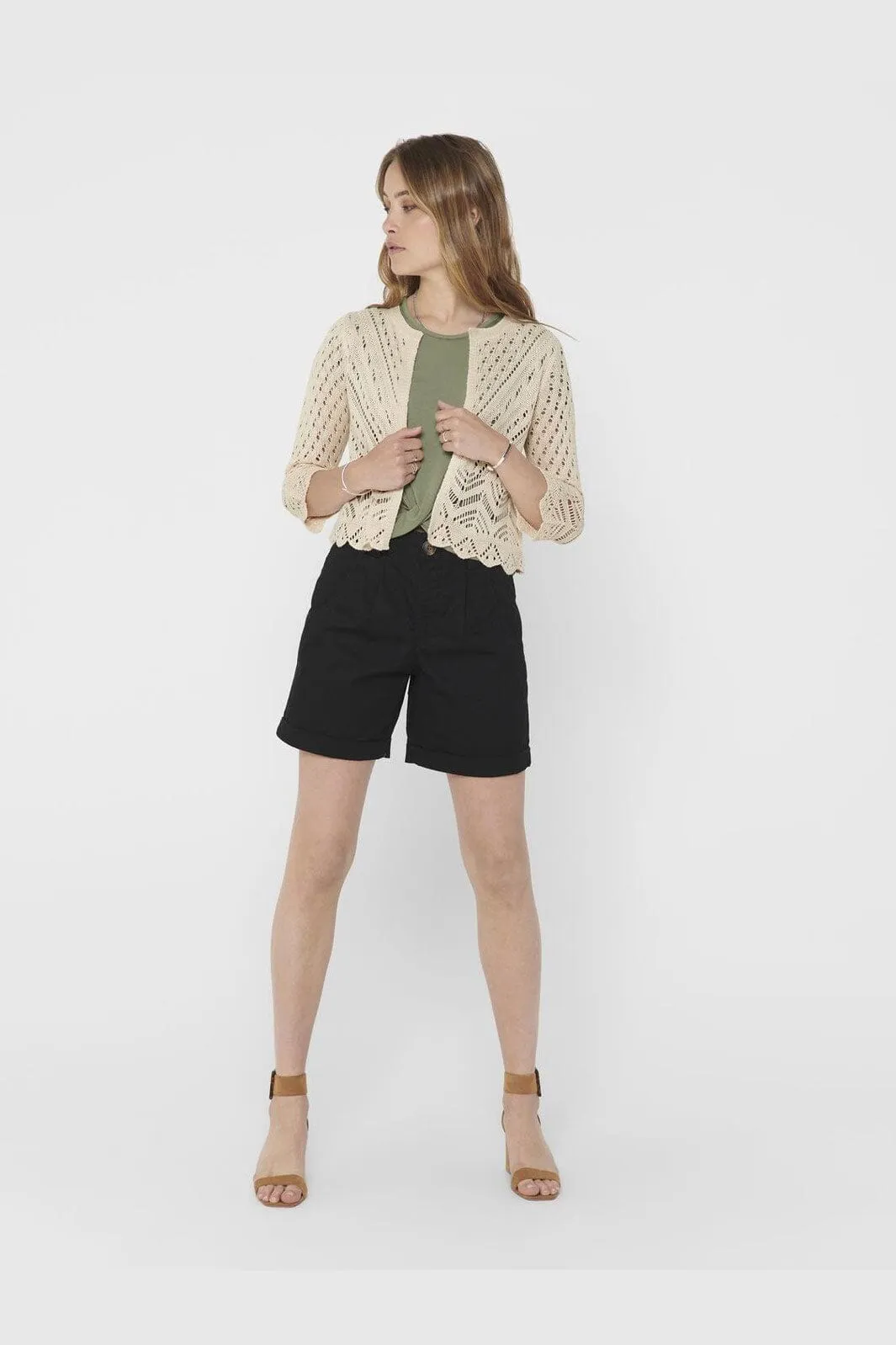 JDY - Jdysun 3/4 Cropped Cardigan Knt - 3396026 Tapioca