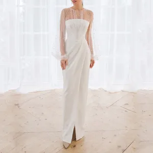 Lace Bandeau Slim-Fit Front-Slit Wrap Dress