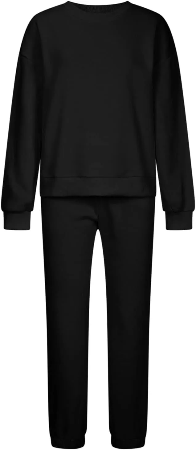 Lastesso Womens Loungewear Set Plus Size Sweatsuits Crewneck Long Sleeve Sweatshirt Baggy Sweatpants Outfits 2 Piece Sets