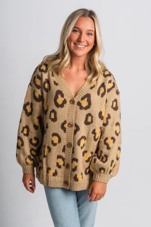 Leopard cardigan taupe