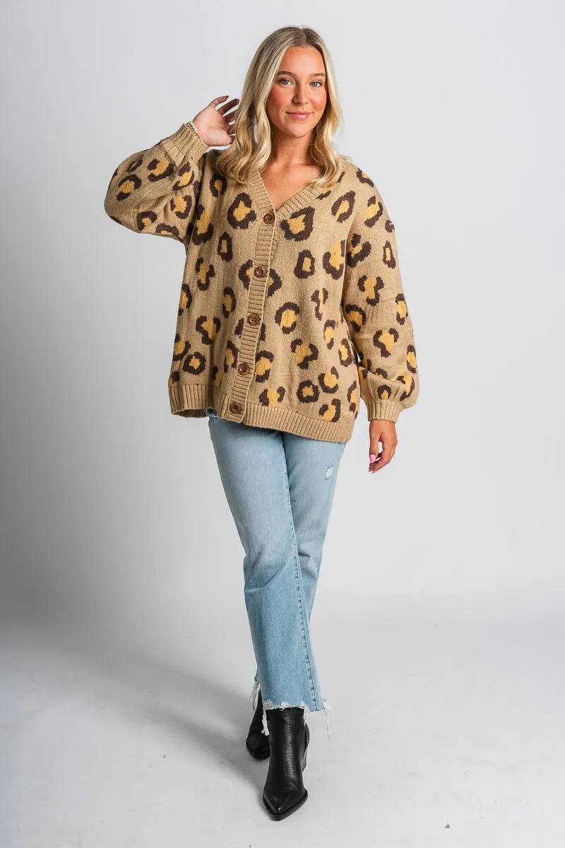 Leopard cardigan taupe