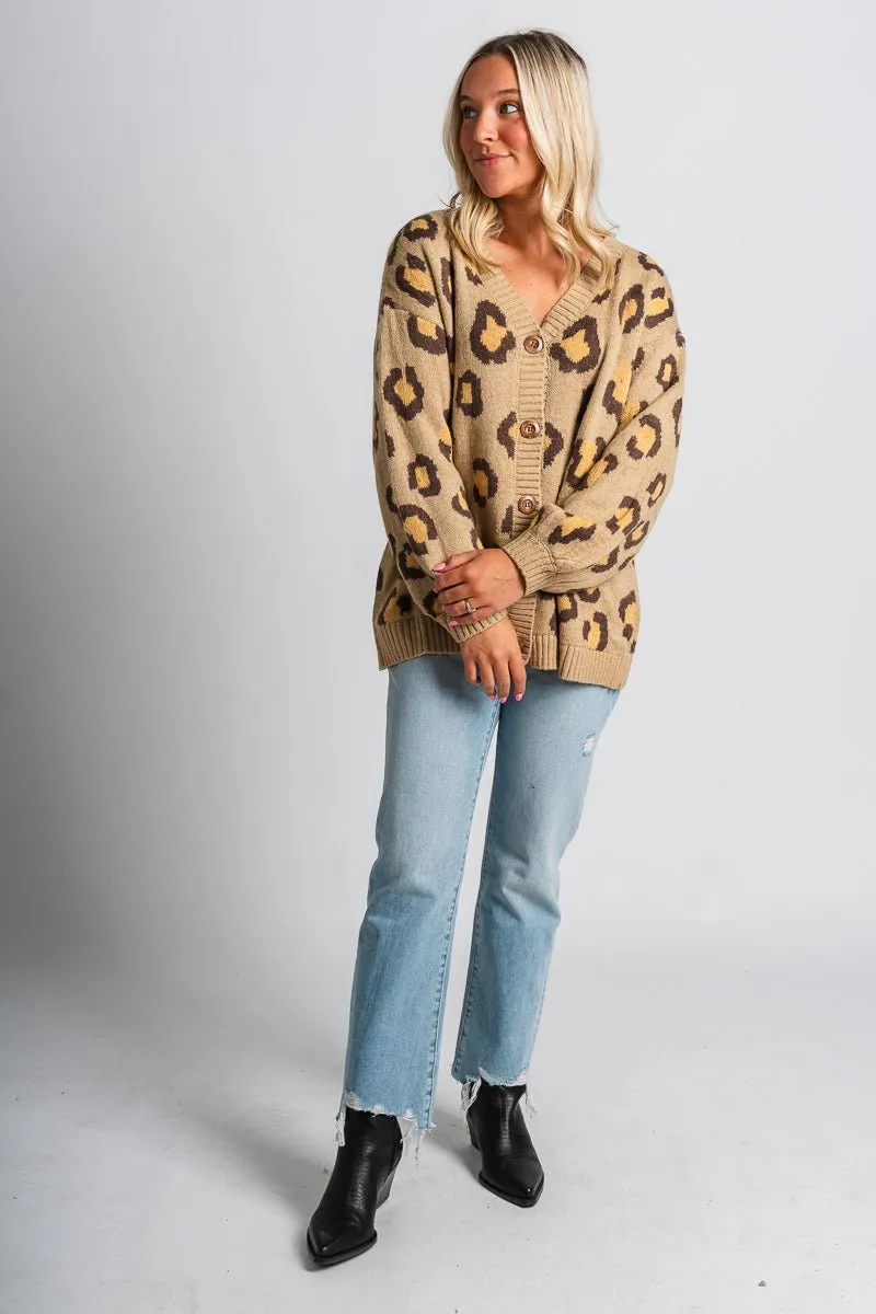 Leopard cardigan taupe