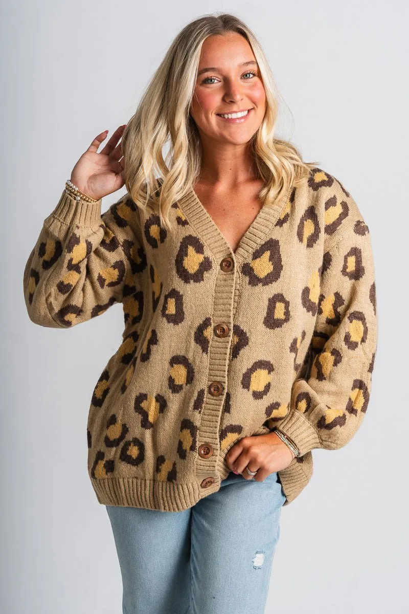 Leopard cardigan taupe