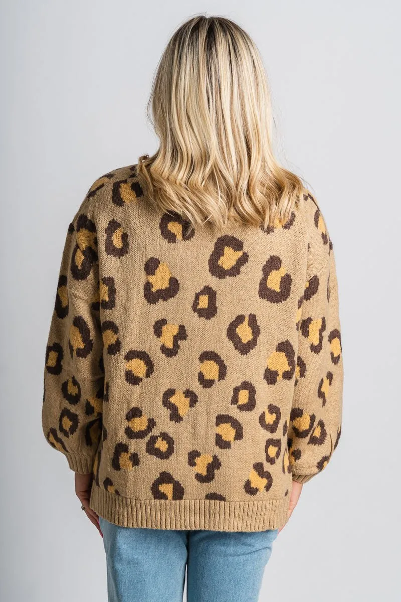 Leopard cardigan taupe