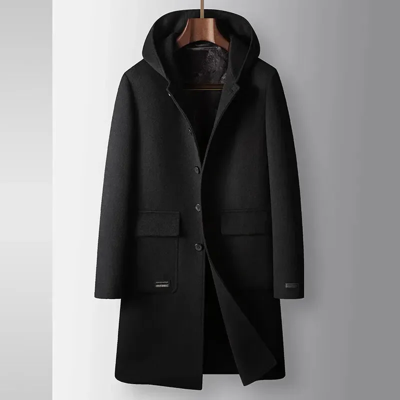 Luciano Wool Overcoat with Hood