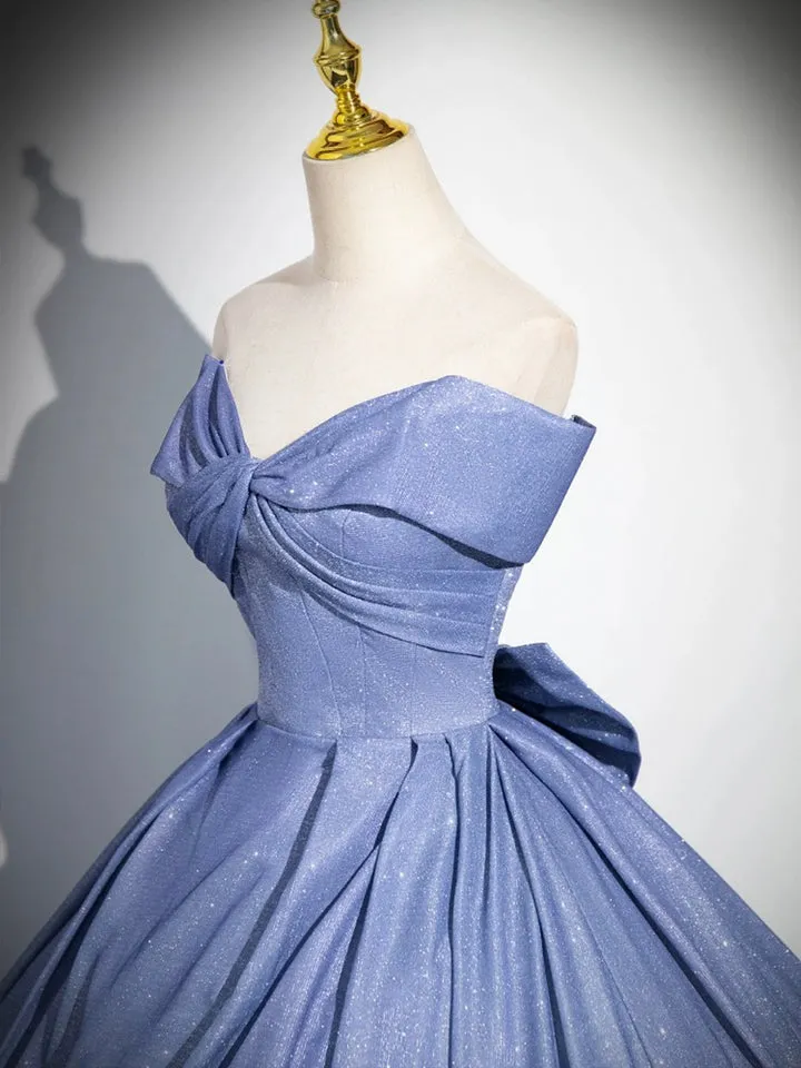 Luolandi Gradient-Color Glitter Sequins Prom Dresses A-Line Princess Off-The-Shoulder Sleeveless Blue Formal Dresses