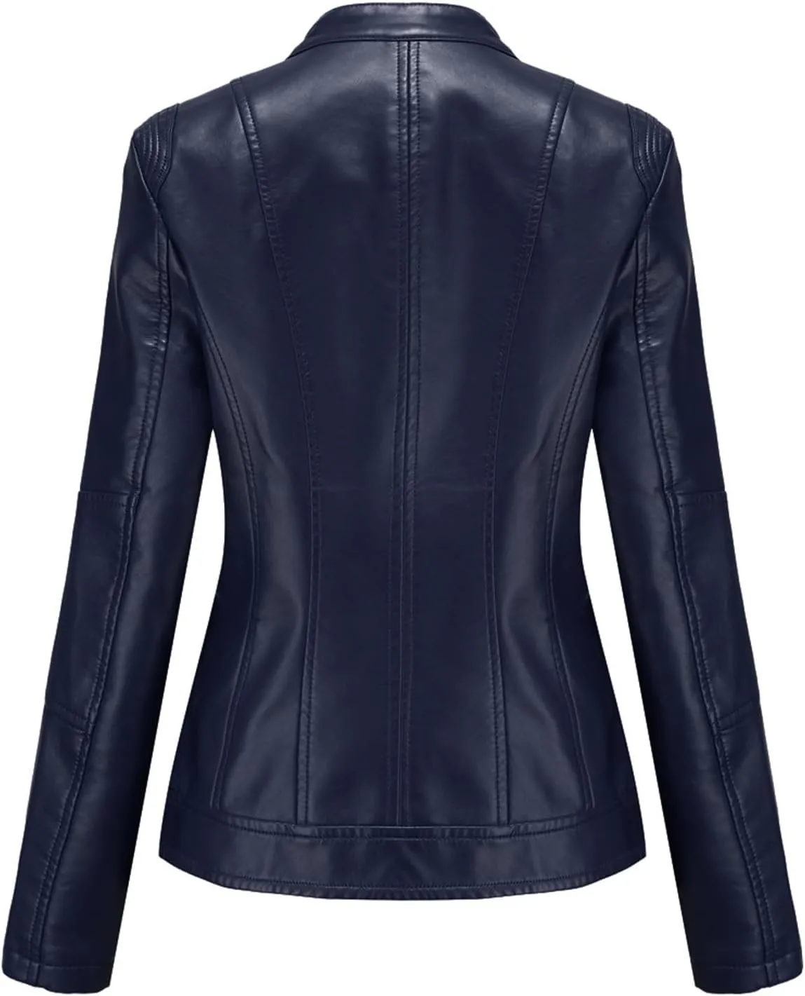 Lu's Chic Women's Fall Leather Jacket Motorcycle Jacket Faux Leather Warm Spring Zip Up Vintage Motorcycle Jacket