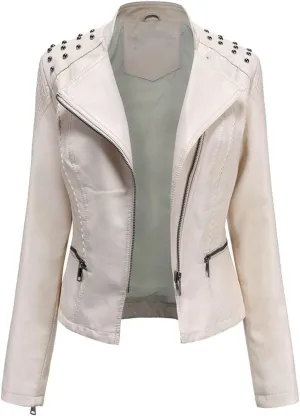 Lu's Chic Women's Winter Jacket Snow Top Long Sleeve Spring Motorcycle Short Fashion Full Zip Fall Jackets