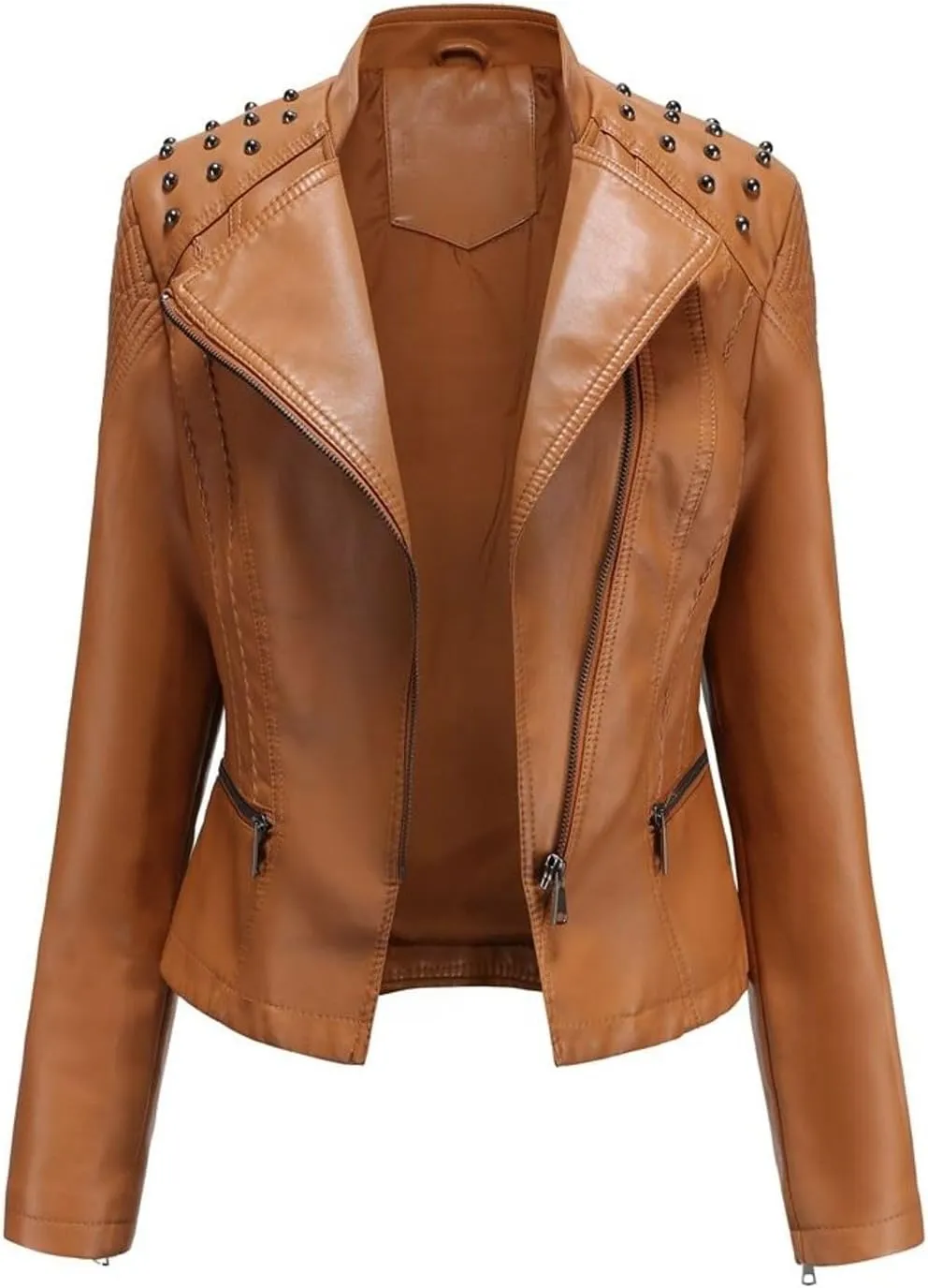 Lu's Chic Women's Winter Jacket Snow Top Long Sleeve Spring Motorcycle Short Fashion Full Zip Fall Jackets