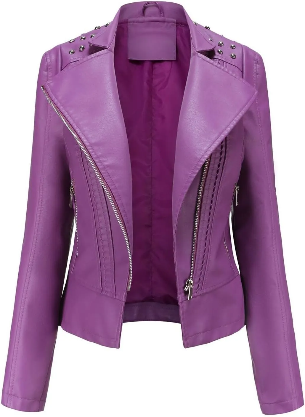 Lu's Chic Women's Winter Jacket Snow Top Long Sleeve Spring Motorcycle Short Fashion Full Zip Fall Jackets