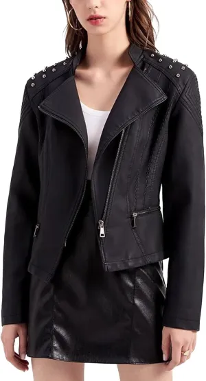 Lu's Chic Women's Winter Jacket Snow Top Long Sleeve Spring Motorcycle Short Fashion Full Zip Fall Jackets
