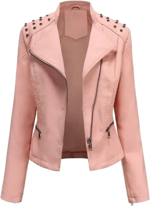 Lu's Chic Women's Winter Jacket Snow Top Long Sleeve Spring Motorcycle Short Fashion Full Zip Fall Jackets