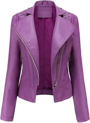 Lu's Chic Women's Winter Jacket Snow Top Long Sleeve Spring Motorcycle Short Fashion Full Zip Fall Jackets
