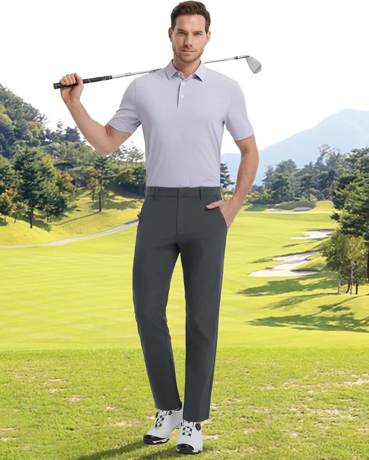 M MAELREG Golf Pants Men Stretch Lightweight 5 Pockets - 30"/32"/34" Water-Resistant Casual Trousers Mens Dress Pants