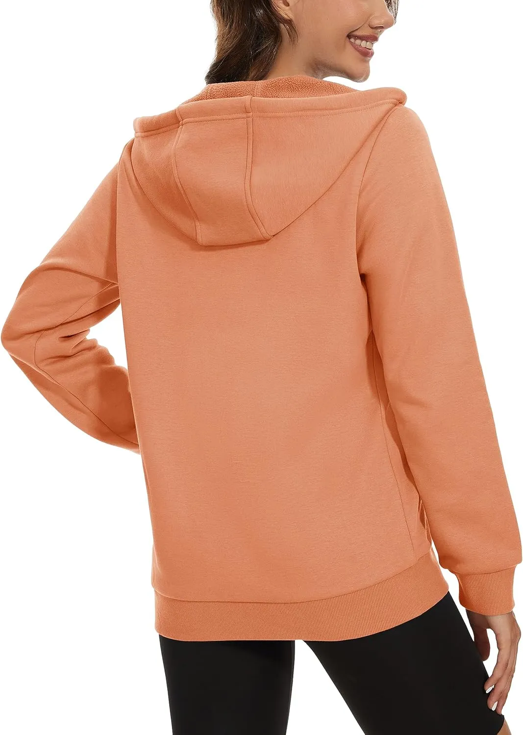 MAGCOMSEN Women's Fleece Lined Zip Up Hoodies Casual Hooded Jacket Workout Full Zip Sweatshirts Pocket Coats