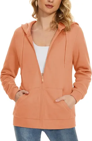 MAGCOMSEN Women's Fleece Lined Zip Up Hoodies Casual Hooded Jacket Workout Full Zip Sweatshirts Pocket Coats