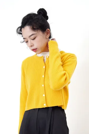 Mango yellow cardigan in crop cut