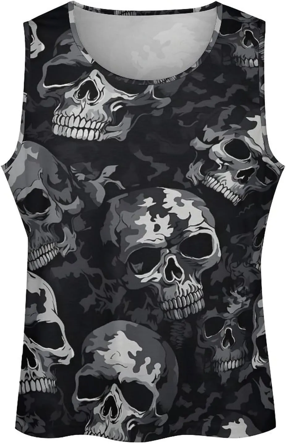 MARSVOVO Mens Vintage Y2K Skull Camo Tank Top Casual Sleeveless Breathable Quick-Dry Shirts for Men Workout Tops