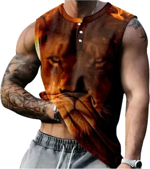 MARSVOVO Workout Tank Tops for Men Summer 2024 Fashion Animal Graphic Casual Sleeveless Breathable Quick-Dry Muscle Vest