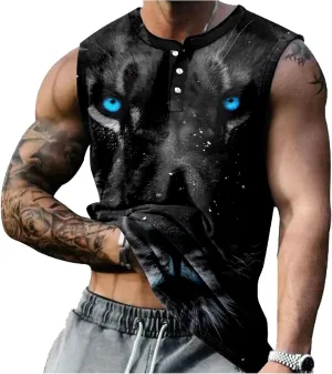 MARSVOVO Workout Tank Tops for Men Summer 2024 Fashion Animal Graphic Casual Sleeveless Breathable Quick-Dry Muscle Vest